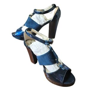 Kenneth Cole Reaction Navy Blue "Daze Shock" Open Toe Shoes Size 7M